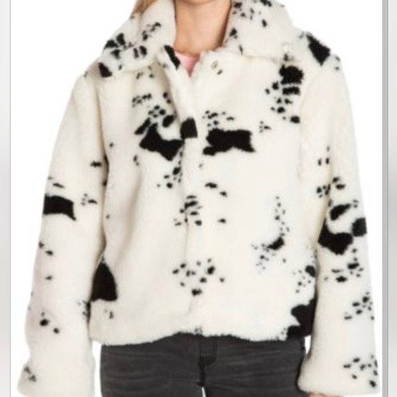 Juicy Couture White and Black Faux Fur Comfy Y2K Jacket NEW SZ XS - Picture 2 of 11